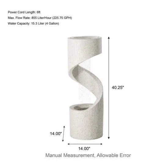 Glitzhome&reg; 3.5ft. Curving Shaped Outdoor LED Fountain Cream {8}