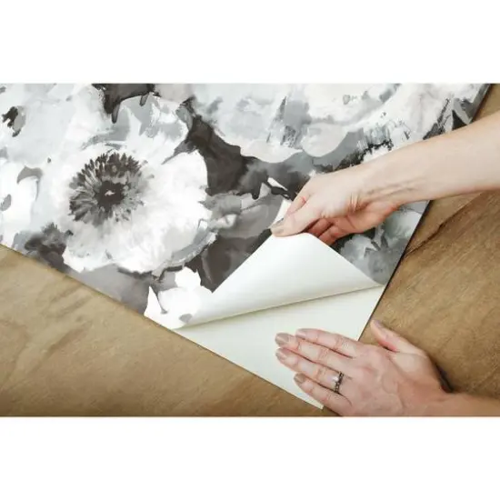 RoomMates Watercolor Floral Peel & Stick Wallpaper Black/White {9}