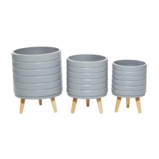 Set of 3 Grey MgO Contemporary Planter 14", 16", 18" {4}