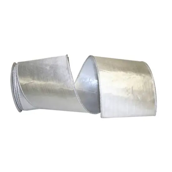 Reliant 4" Lam&eacute; Luxury Wired Ribbon Silver {1}