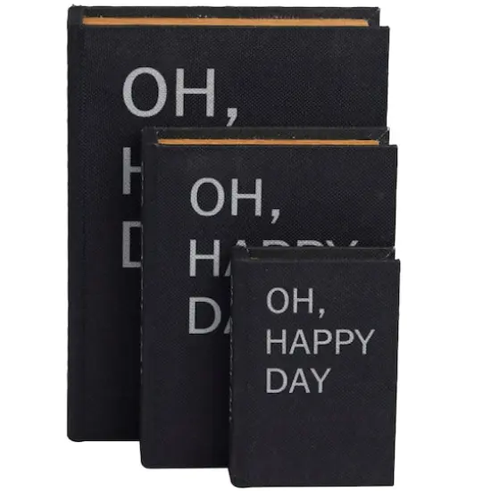 Black Oh, Happy Day Linen Storage Book Box Set {4}