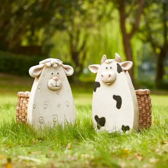 Glitzhome&reg; 12.5" Cute Sheep Statue Planter {8}