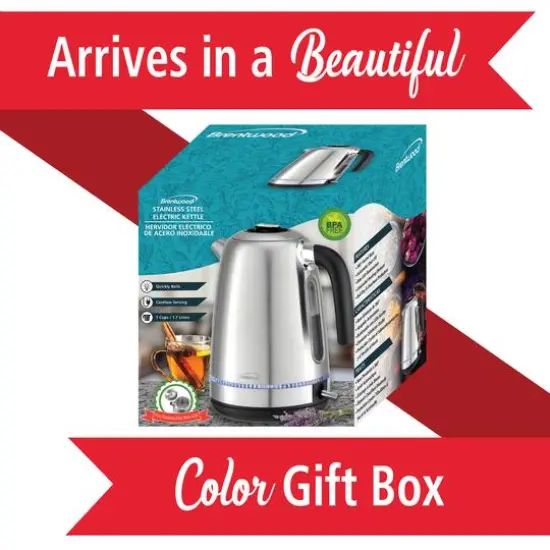 Brentwood 1.7L 1,500 Watt Cordless Electric Stainless Steel Kettle {8}