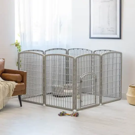 IRIS&reg; Gray 8-Panel Pet Playpen with Door {3}