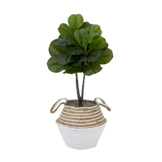 3ft. Artificial Fiddle Leaf Fig Tree With Handmade Cotton & Jute Woven Planter Set DIY Kit Cream {4}