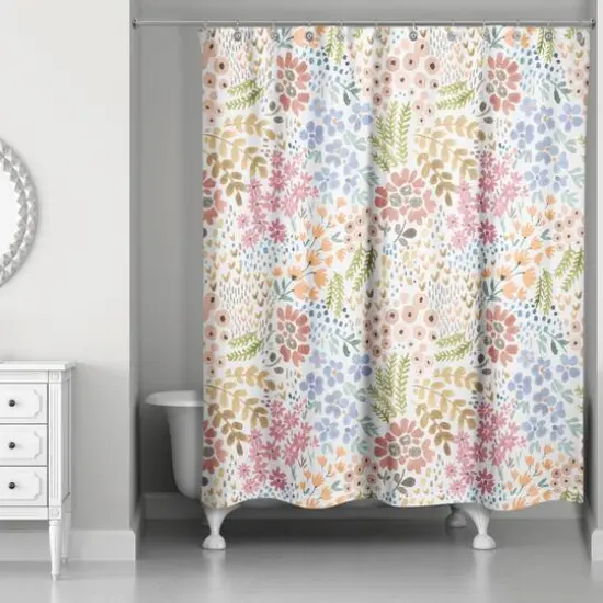 Bright Multi Floral 71" x 74" Shower Curtain {3}