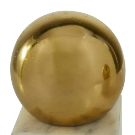 CosmoLiving by Cosmopolitan 7" Marble Orb Bookend Set Gold/White {5}