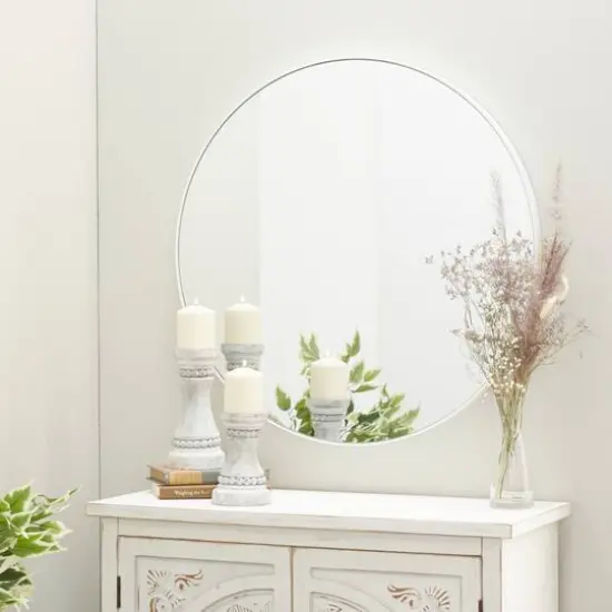 White Contemporary Wall Mirror, 30" x 1" x 30" {7}