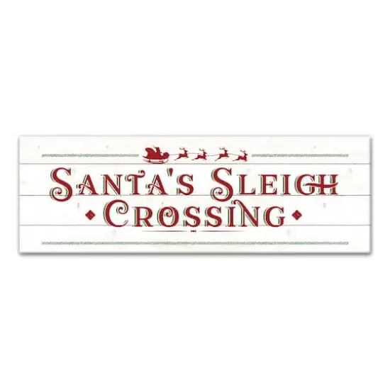 Santas Sleigh Crossing Wood 36x12 Canvas Wall Art {1}
