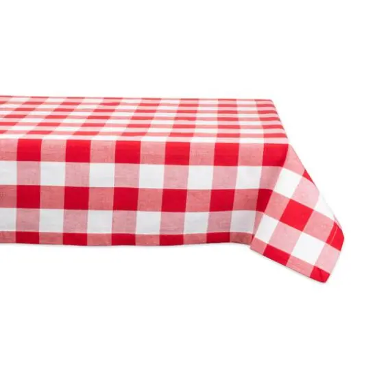 DII&reg; 84" Buffalo Check Tablecloth Red and White {1}