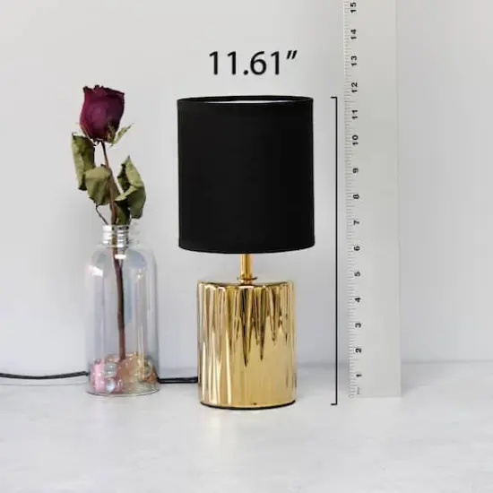 Simple Designs 11.5" Ruffled Metallic Gold Capsule Table Lamp {5}