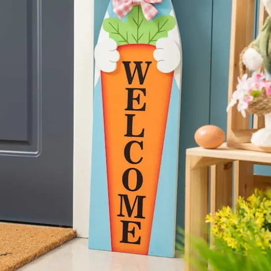Glitzhome&reg; 42" Easter Wooden Bunny Welcome Porch Sign {4}