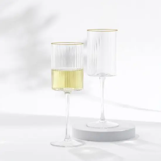 JoyJolt&reg; Christian Siriano 11.5oz. Optic Gold Rim White Wine Glasses, 4ct. {1}