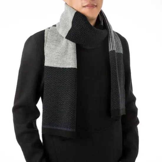 Glitzhome&reg; 70" Men's Black, White & Gray Scarf {4}