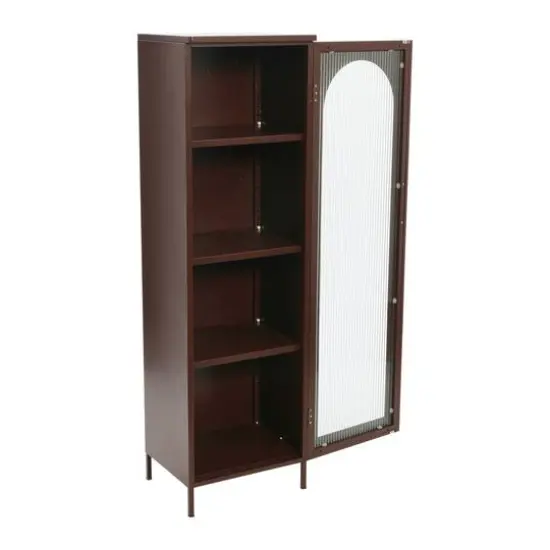 Hello Honey&reg; Metal Cabinet with Glass Door Brown {8}