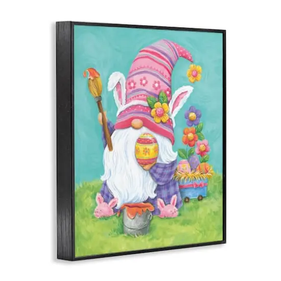 Stupell Industries Whimsical Gnome Painting Easter Eggs Festive Flowers Framed Giclee Art Black {4}