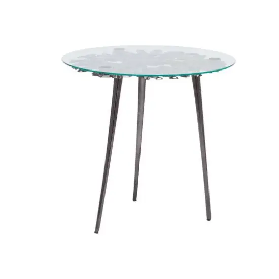 Black Aluminum Modern Accent Table, 22" x 22" x 22" {5}