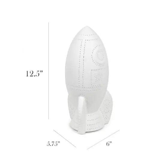 Simple Designs 6" White Porcelain Rocketship Table Lamp {4}