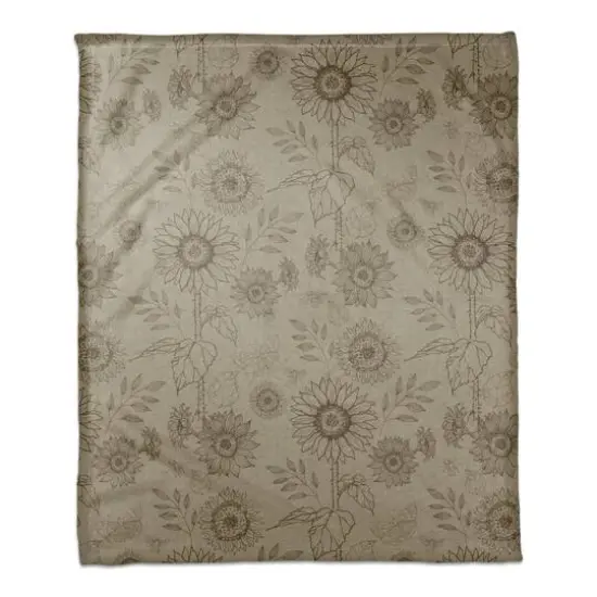 Sunflower Icons Coral Fleece Blanket Brown {1}