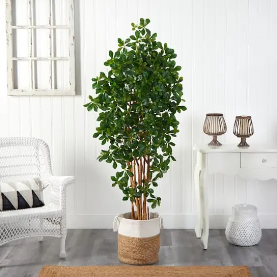 6ft. Black Olive Artificial Tree in Handmade Natural Jute and Cotton Planter {4}