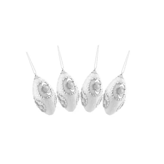 4ct. 4.5" White & Silver Rhinestone Glittered Shatterproof Christmas Finial Ornaments {5}