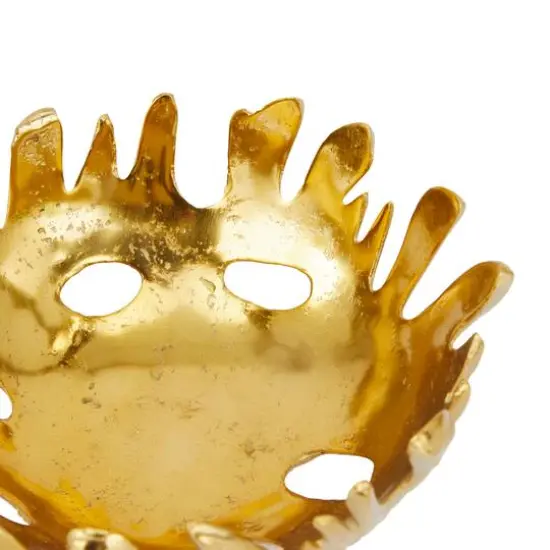 Set of 2" Gold Aluminum Contemporary Decorative Bowl, 6" x 13" x 13" {5}