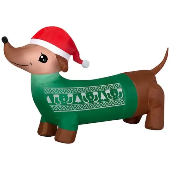 4ft. Airblown&reg; Inflatable Christmas Dachshund with Green Sweater {1}