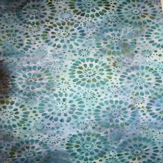Feldman Batik Turquoise Plum Stamp Starburst Cotton Fabric {3}