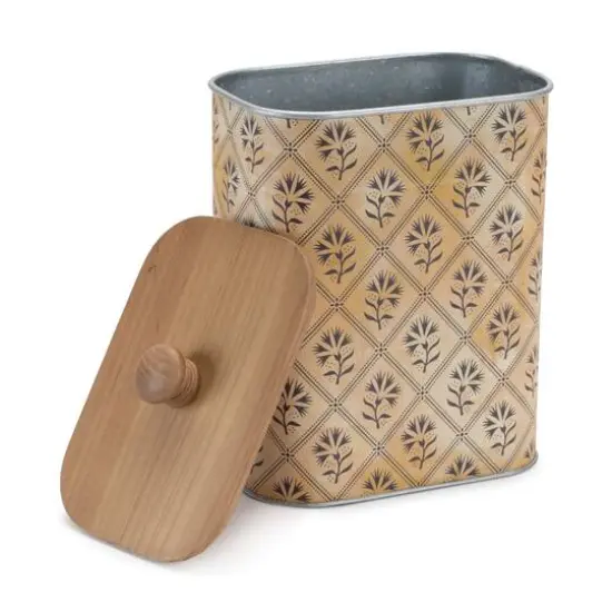 Geometric Canister with Natural Wood Lid Set {5}