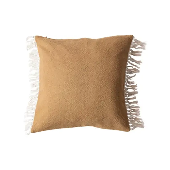 Hello Honey&reg; 20" Mustard Soft Cotton Pillow with Fringe {1}