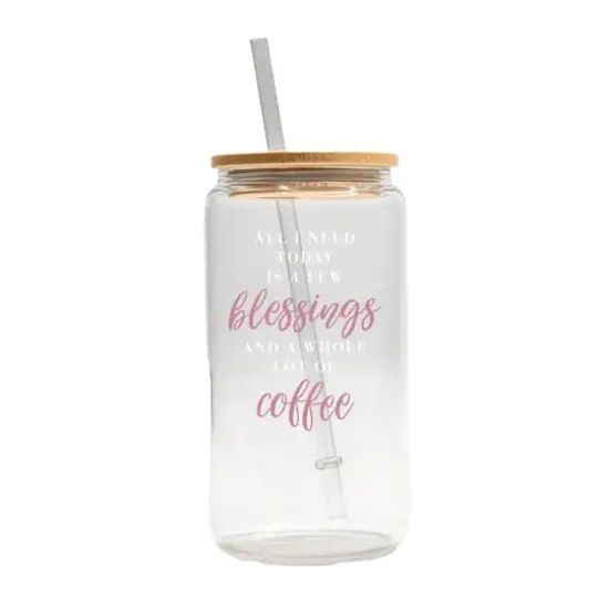 16oz. Blessings and Coffee Glass Can Cup {1}