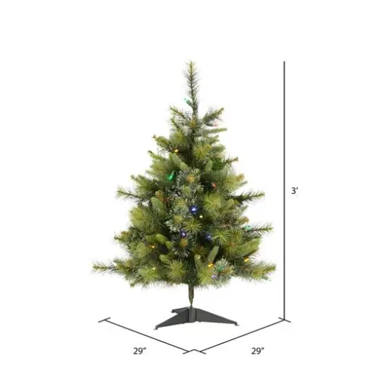 3ft. Pre-Lit Cashmere Pine Artificial Christmas Tree, Multi-Colored LED Lights {5}