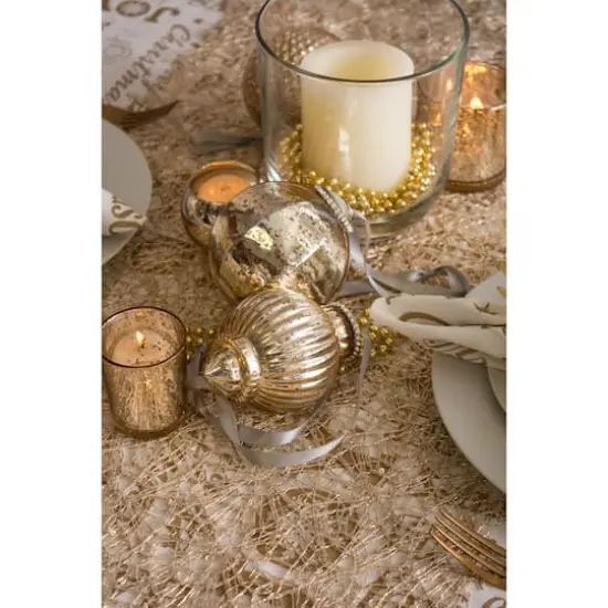 DII&reg; 10ft. Sequin Mesh Table Runner Roll Gold {5}