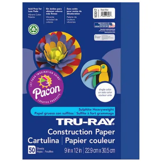 Tru-Ray&reg; 9" x 12" Construction Paper, 5 Packs of 50 Sheets Royal Blue {4}