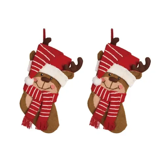 Glitzhome&reg; 19" Reindeer Stockings, 2ct. {1}