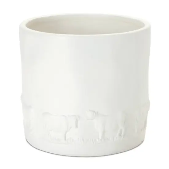 White Ceramic Farm Animal Planter Set {5}