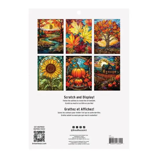 Brea Reese&trade; 9" x 12" Stained Glass Fall Scratch Art Paper Pad {6}
