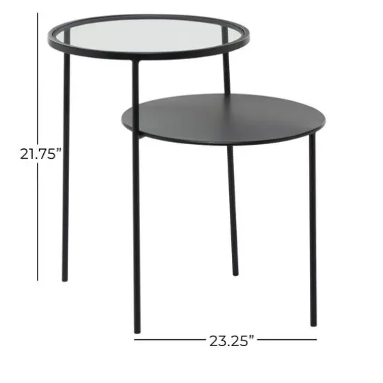 23" Black Modern Metal Accent Table {6}