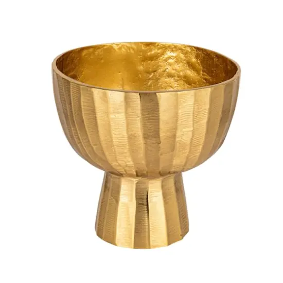 Hello Honey&reg; 8.5" Gold Aureate Creased Metal Planter {1}