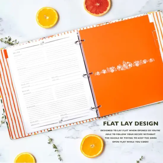 Steel Mill & Co.&reg; 1.75" Orange Floral Recipe Binder {5}