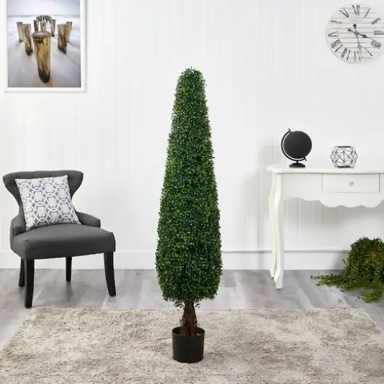 5ft. Potted Boxwood Cone Topiary Tree {4}