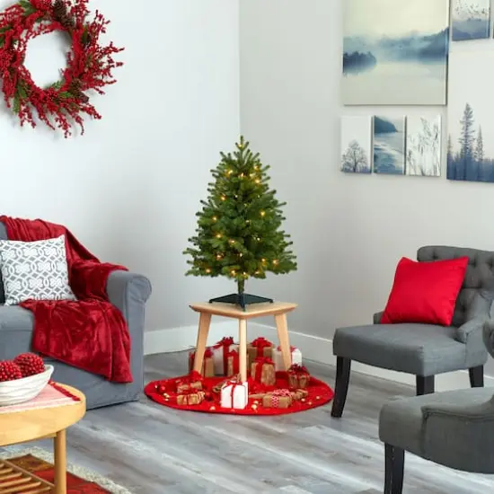 3ft. Pre-Lit Washington Fir Artificial Christmas Tree, Clear LED Lights {7}