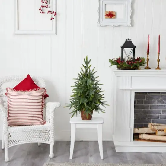 2.5ft. Pre-Lit Christmas Tree with Planter, Clear Lights {3}