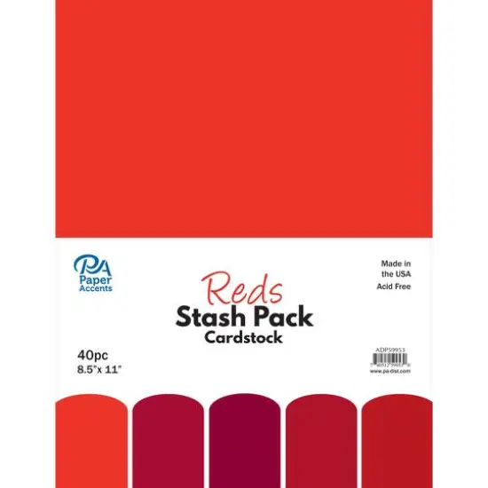 PA Paper&trade; Accents Reds Stash Pack 8.5" x 11" Cardstock, 40 sheets {1}