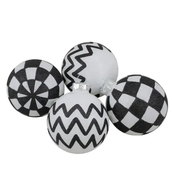 2.5" Black & White Glass Ball D&eacute;cor Set {1}