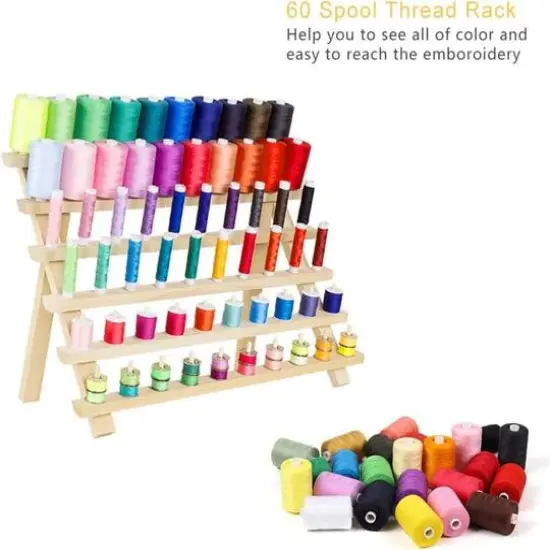 NEX&trade; Natural 60-Spool Wooden Sewing Thread Organizer Rack, 2ct. {5}