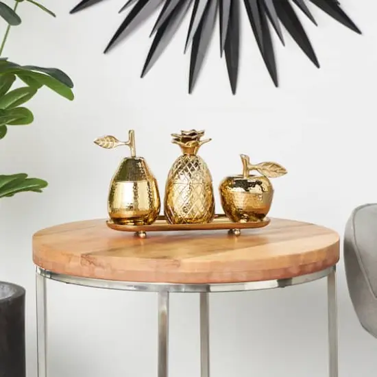 Golden Aluminum Fruit Jars with Matching Leaf Tray D&eacute;cor Set {3}