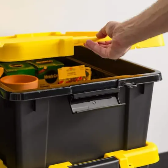 IRIS&reg; 47qt. Black Store-It-All Utility Totes with Yellow Buckle Lids, 3ct. {4}