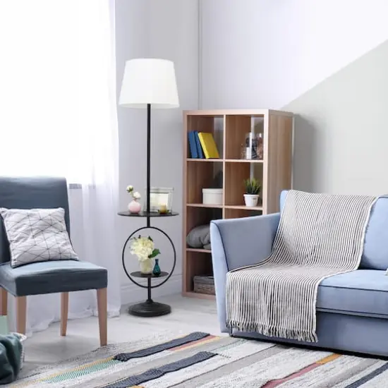 Elegant Designs™ 5ft. Black End Table Dual Shelf Decorative Floor Lamp {6}