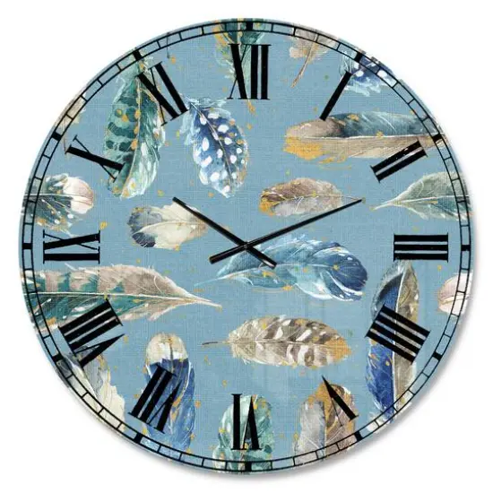 Designart 'Indigold Feathers Turquoise Pattern Traditional Wall Clock {1}